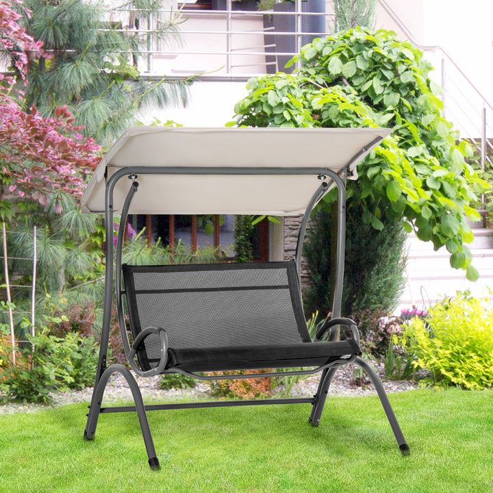 2 Seater Garden Swing Chair Outdoor Hammock Bench w/ Adjustable Tilting Canopy