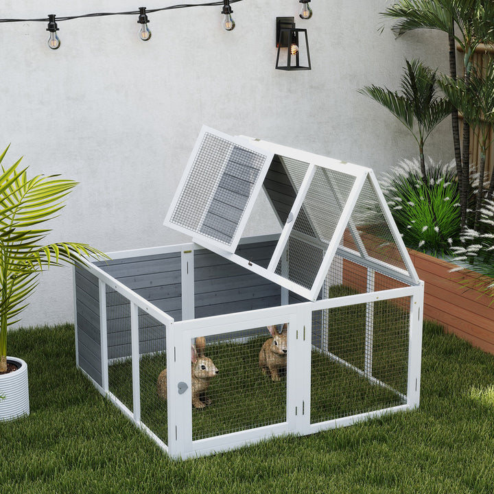 Rabbit Hutch with Openable Foldable Roof