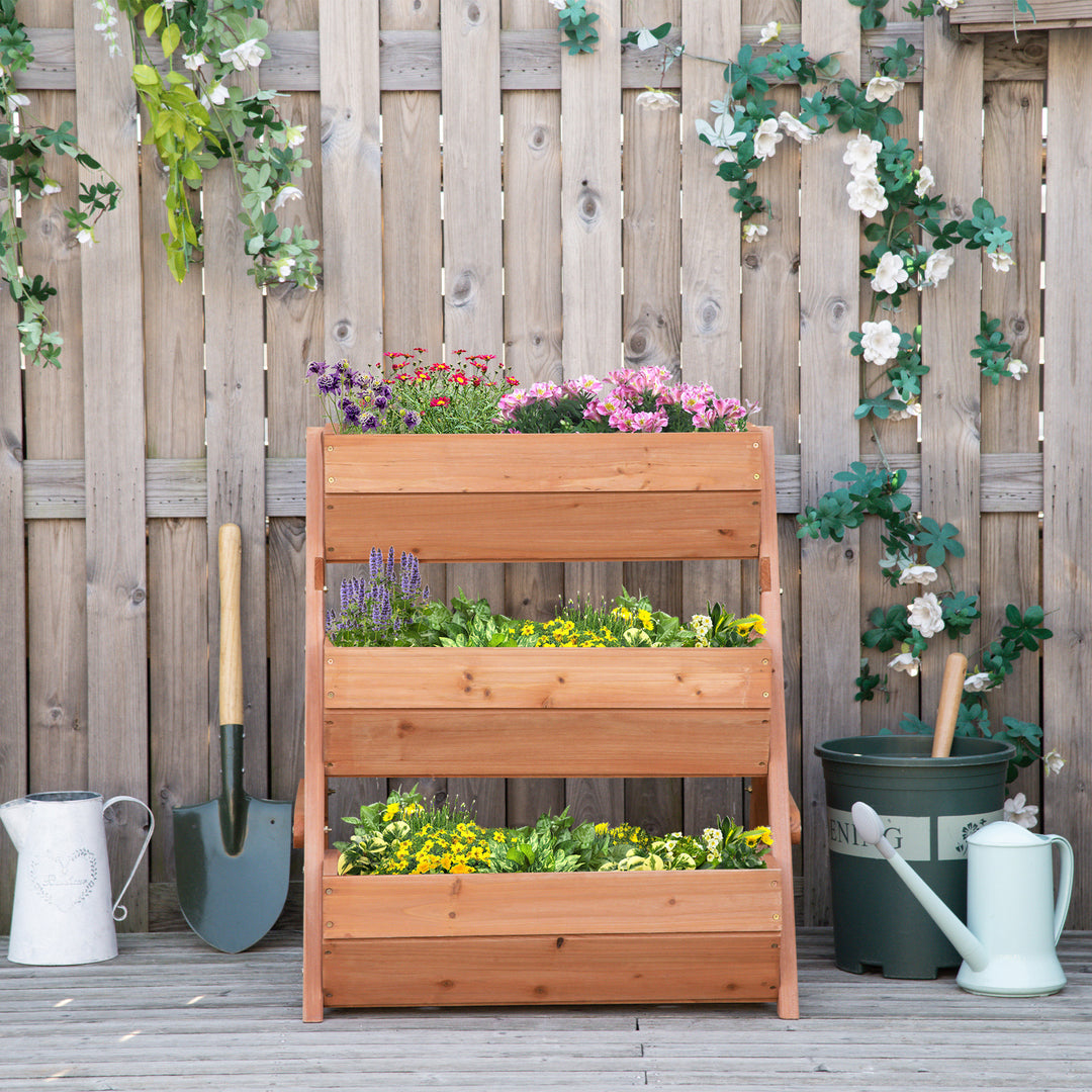 3 Tier Raised Garden Bed Wooden Elevated Planter Box Kit