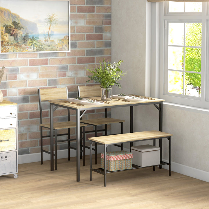 HOMCOM Dining Table Set with Storage, Natural Wood