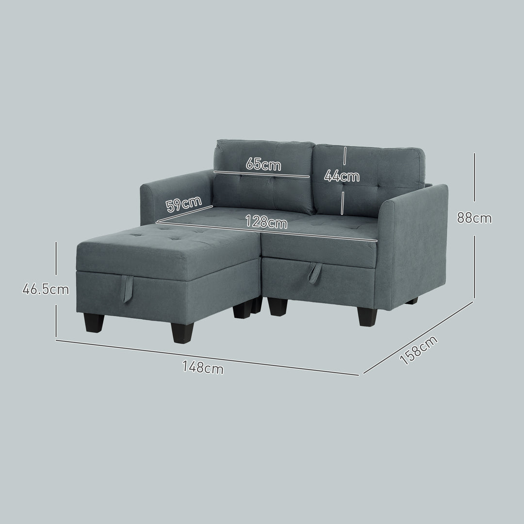 Dark Grey L Shape Modular Storage Sofa