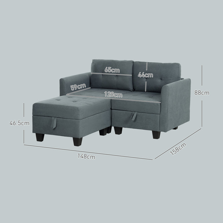 Dark Grey L Shape Modular Storage Sofa