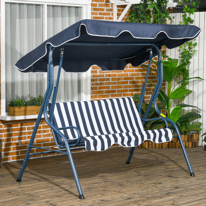 Waterproof 3 Seater Garden Swing Seat Chair Outdoor Bench with Adjustable Canopy and Metal Frame