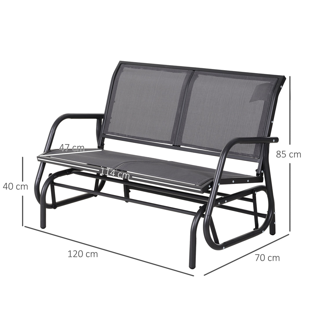 2-Person Outdoor Glider Bench Patio Double Swing Chair Loveseat w/Power Coated Steel Frame for Backyard Garden Porch