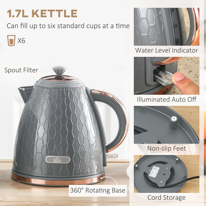 1.7L 3000W Fast Boil Kettle & 4 Slice Toaster Set