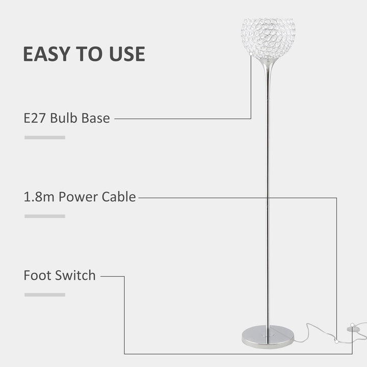 Modern Floor Lamp with K9 Crystal Lampshade