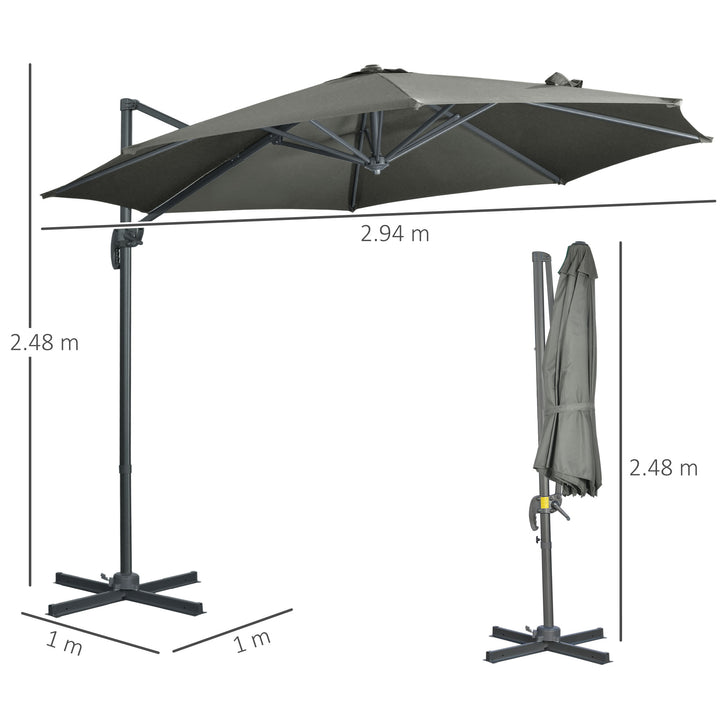 Cantilever Parasol: 3x3m with Cross Base