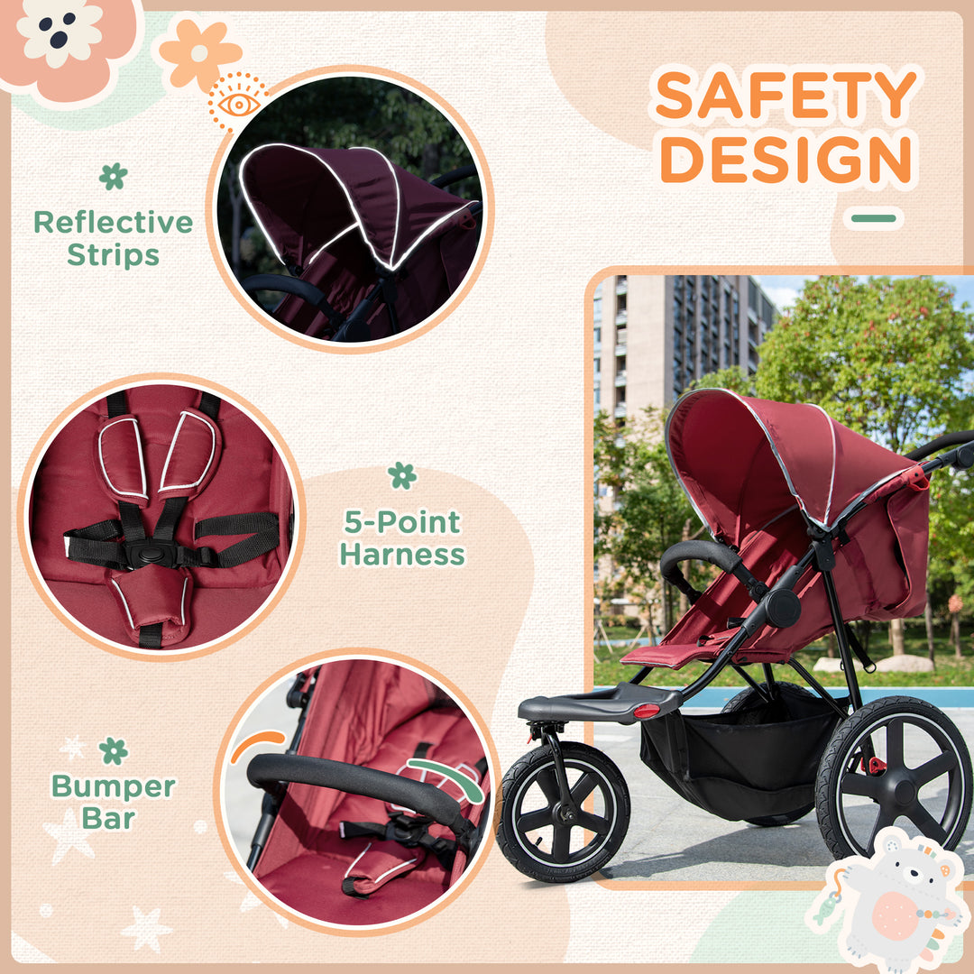 Foldable Tri-Wheeler Pushchair with Sun Canopy and Storage Basket