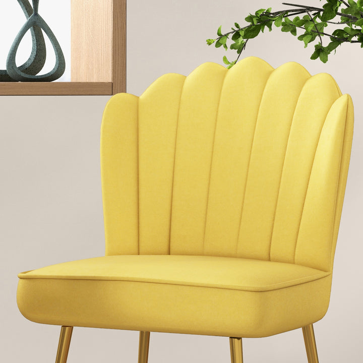 Velvet-Feel Shell Accent Chair - Yellow