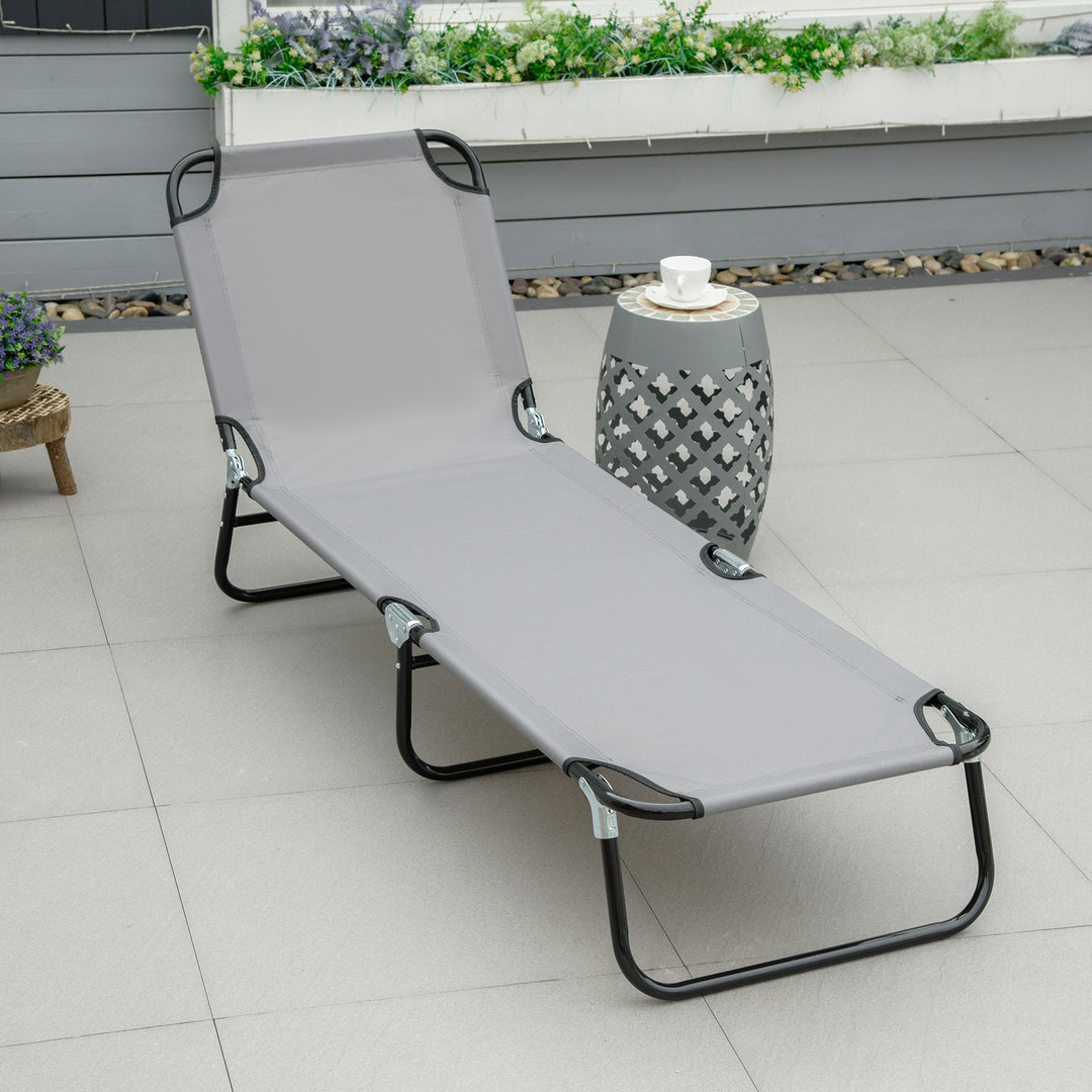 Portable Folding Sun Lounger W/ 5-Position Adjustable Backrest Relaxer Recliner w/ Lightweight Frame Great for Pool or Sun Bathing