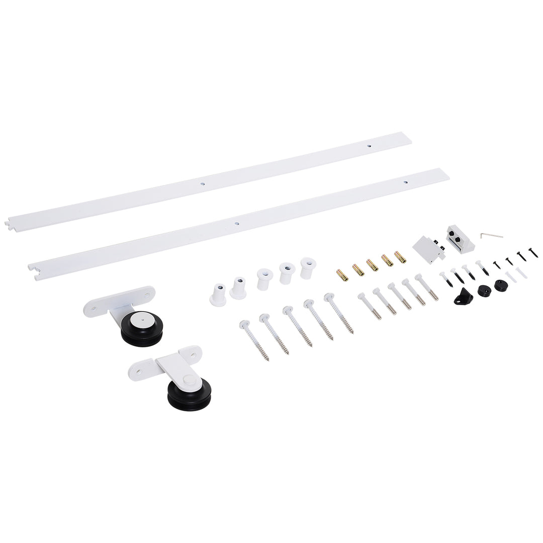 6ft Modern Carbon Steel Sliding Door Track Kit White