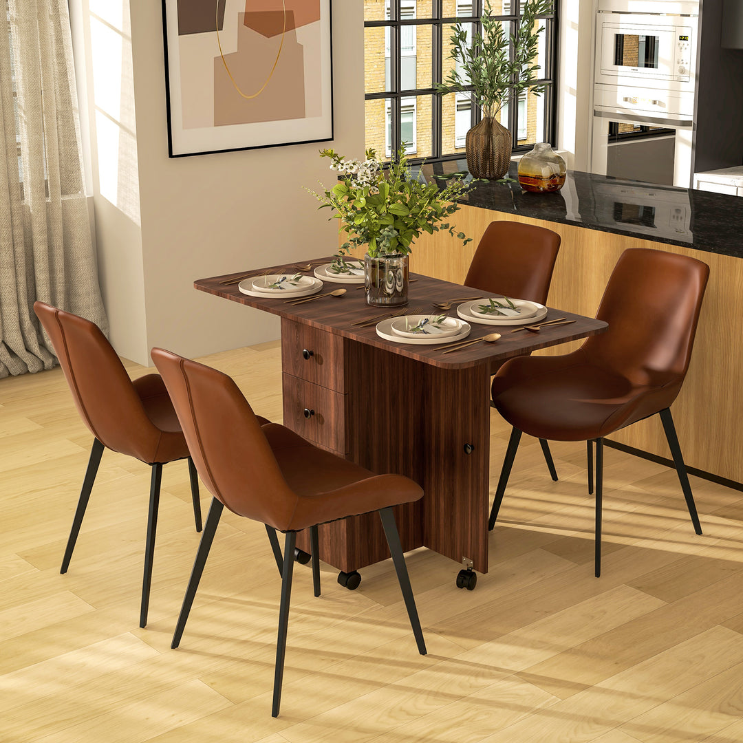 HOMCOM Multi-Storage 6-Person Drop Leaf Table, Brown https://www.awin1.com/pclick.php?p=39402158780&a=1765756&m=17151 Aosom Default Title