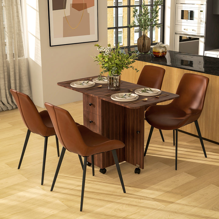 HOMCOM Multi-Storage 6-Person Drop Leaf Table, Brown https://www.awin1.com/pclick.php?p=39402158780&a=1765756&m=17151 Aosom Default Title