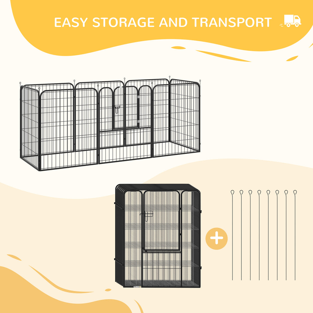 Heavy Duty 8 Panel Dog Play Pen Pet Playpen for Puppy Rabbit Enclosure Foldable Indoor Outdoor 80 x 100 cm