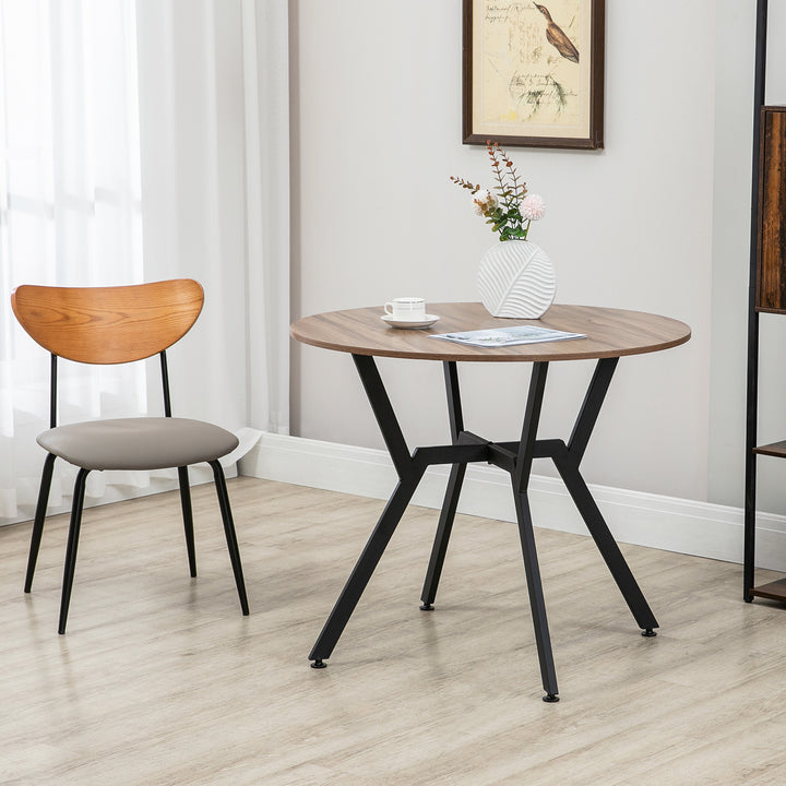 Round Kitchen Table with Black Legs Anti-slip Foot Pads