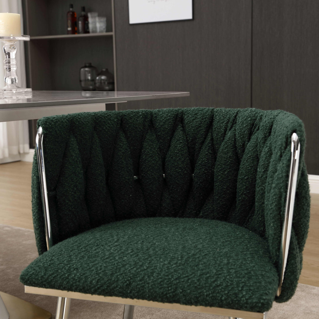 Set of 2 Hand-Woven Dining Chairs, Emerald