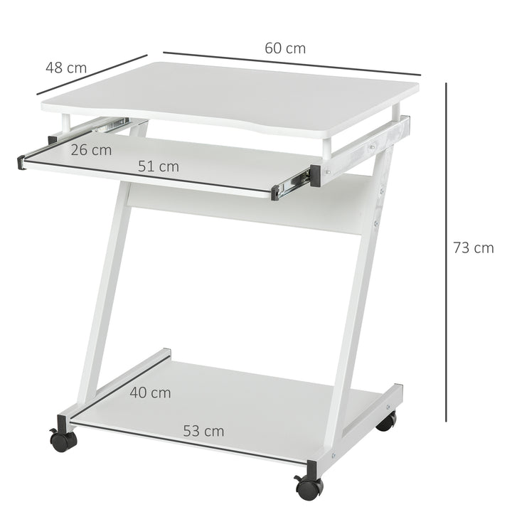 HOMCOM Movable Desk with Wheels