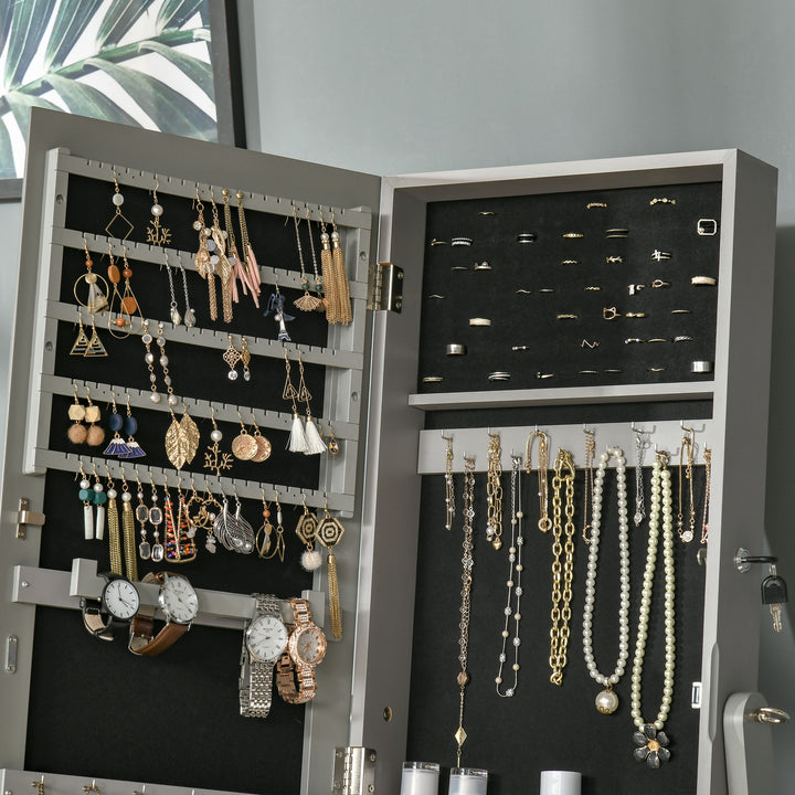 Lockable Jewellery Cabinet with Full-Length Mirror