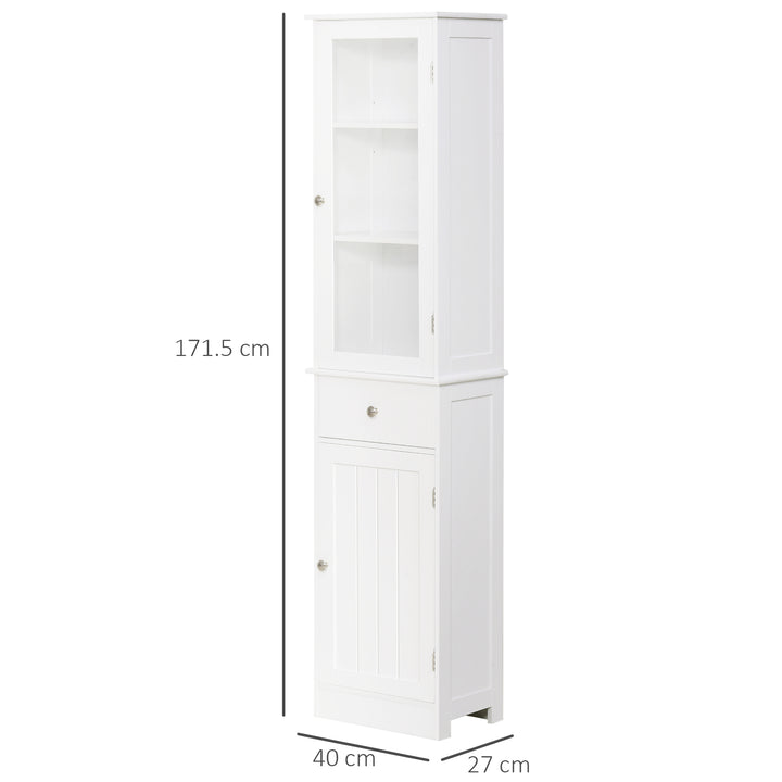 Kleankin Bathroom Storage Cabinet with 3-Tier Shelf & Drawer