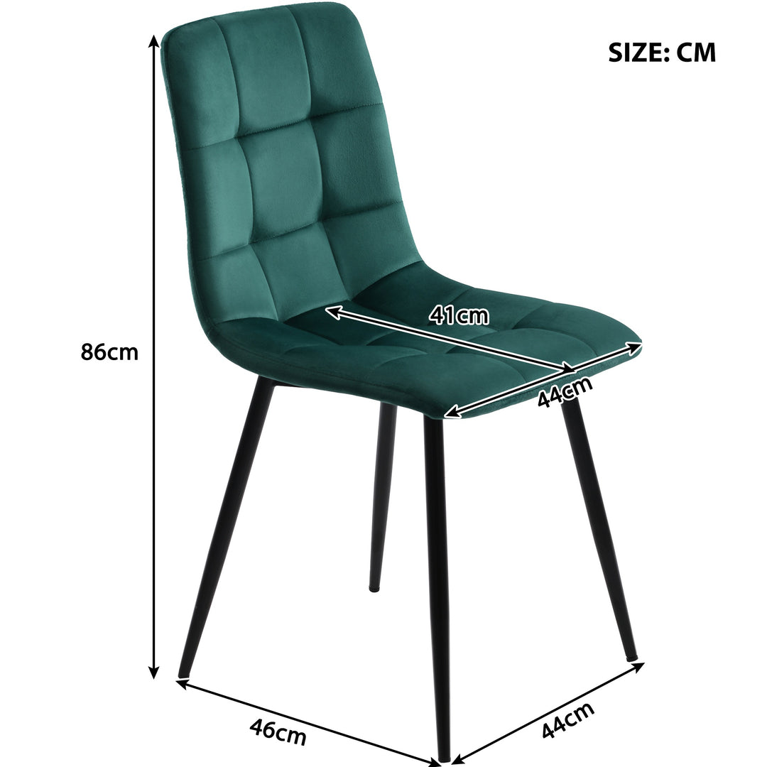 Set of 4 Velvet Dining Chairs with Metal Frame, Green