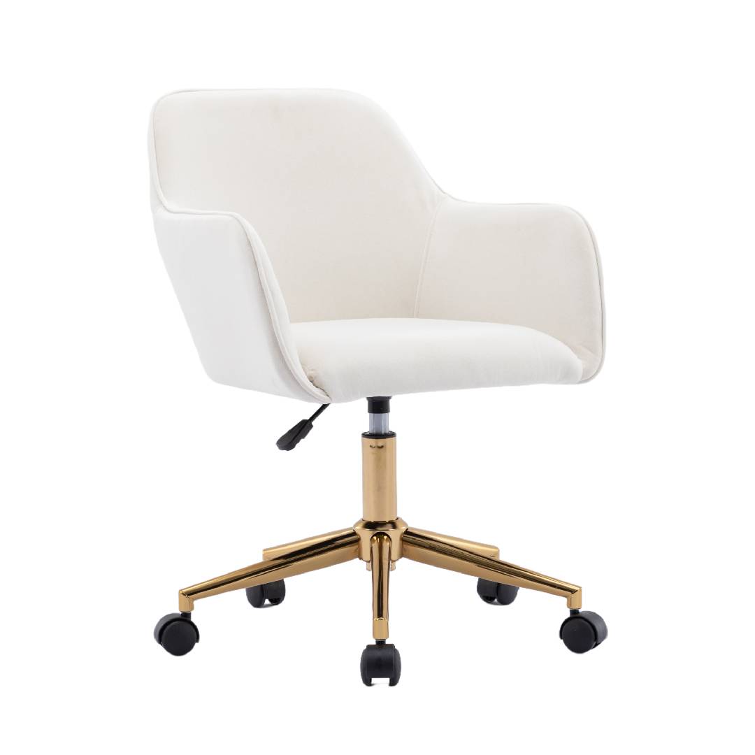 Velvet Adjustable Height Swivel Executive Chair, Ivory