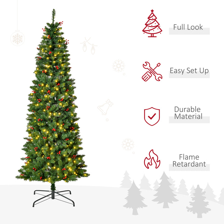 7FT Prelit Artificial Pencil Christmas Tree with Warm White LED Light