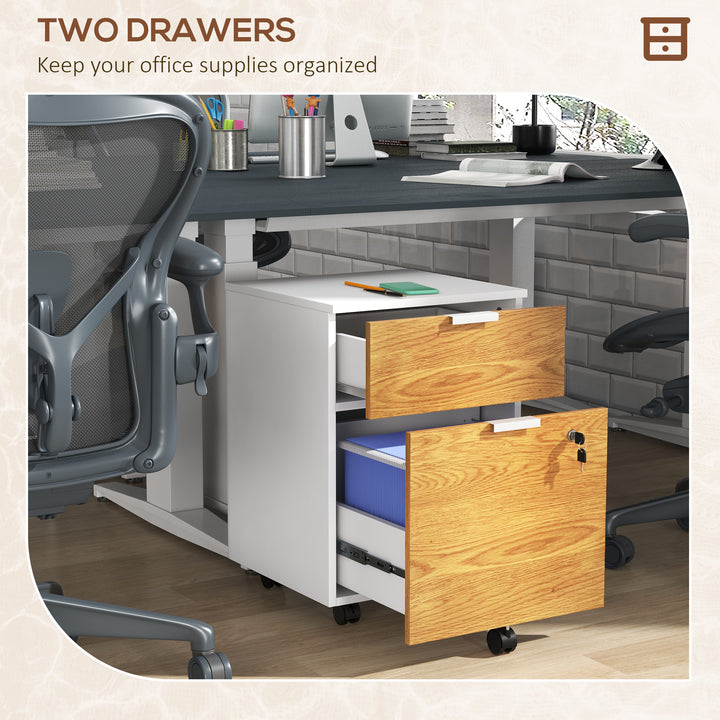 2 Drawer Filing Cabinet w/ Lock & Wheels