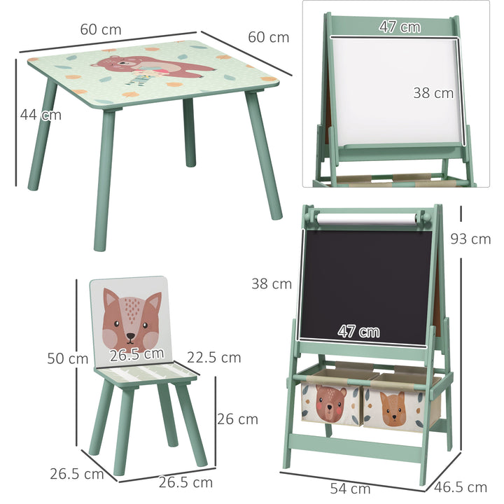 Kids Table and Chair Set and Kids Easel with Paper Roll