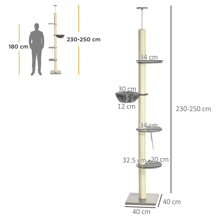 Floor to Ceiling Cat Tree 250cm with Hammock