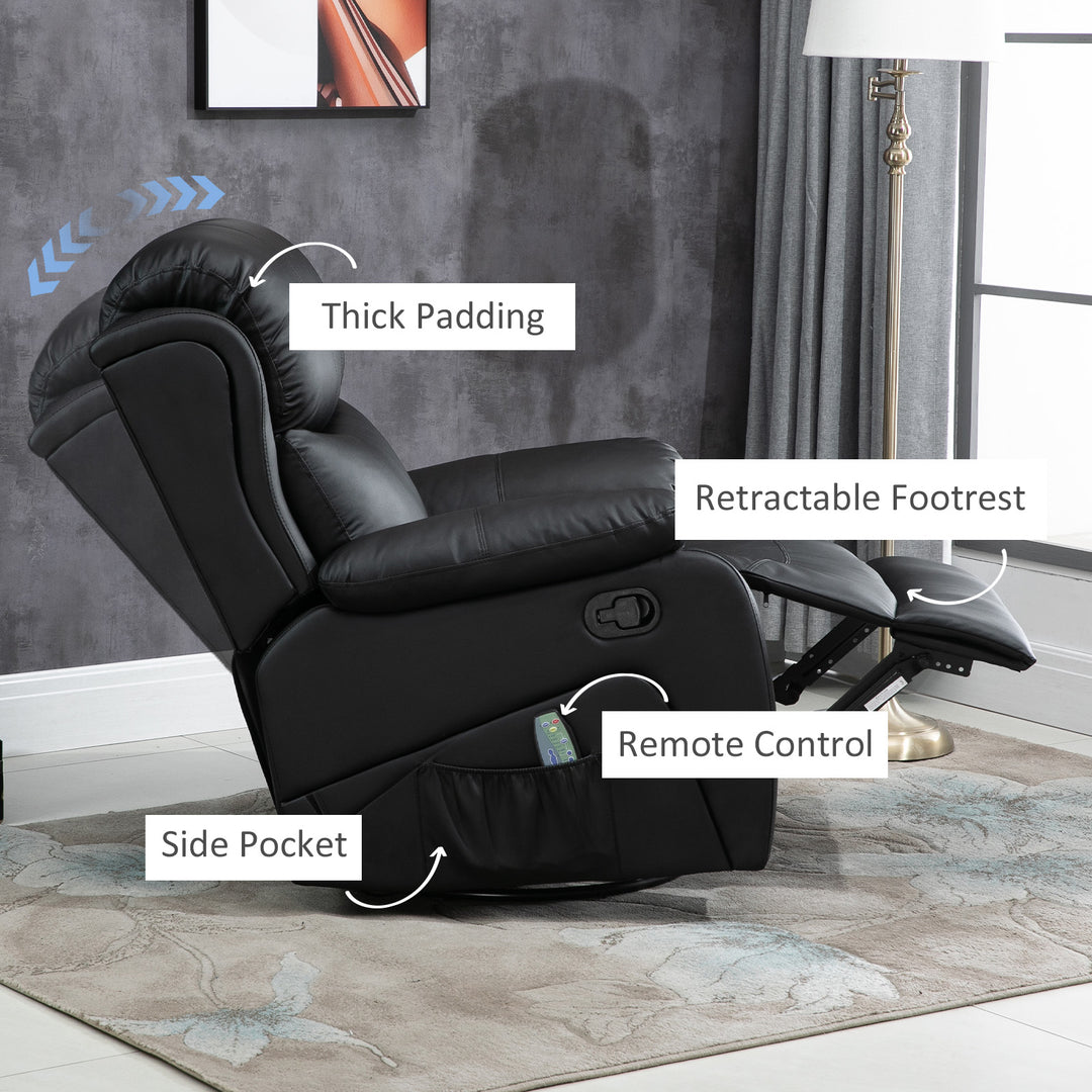 PU Leather Reclining Chair with 8 Massage Points and Heat