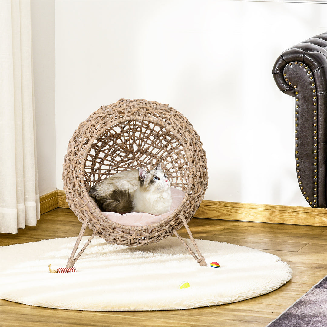 Cat Hammock Rattan Cat House Ball-Shaped Cat Bed with Hand-Woven PE