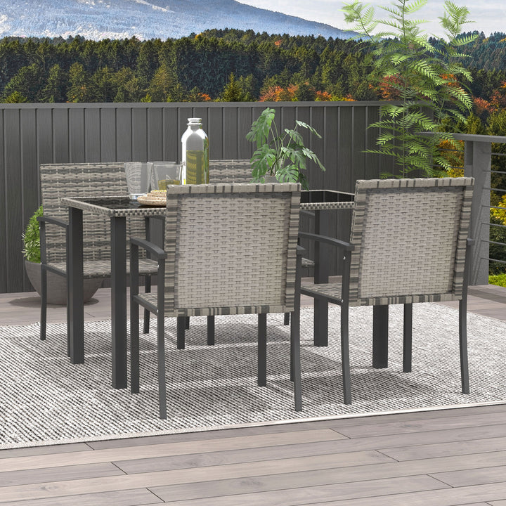 Outdoor Dining Set 5 Pieces Patio Conservatory with Tempered Glass Tabletop