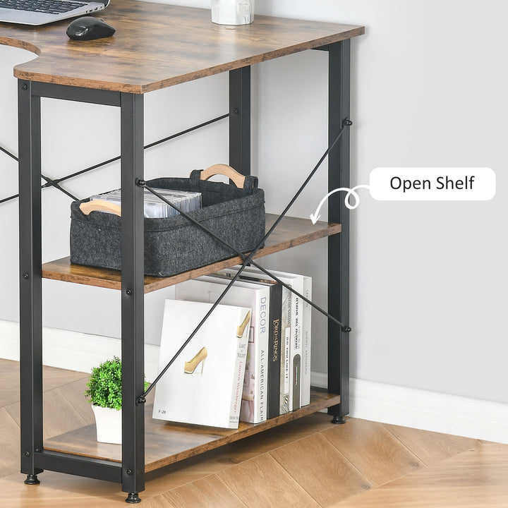 HOMCOM L-Shaped Desk with Shelves