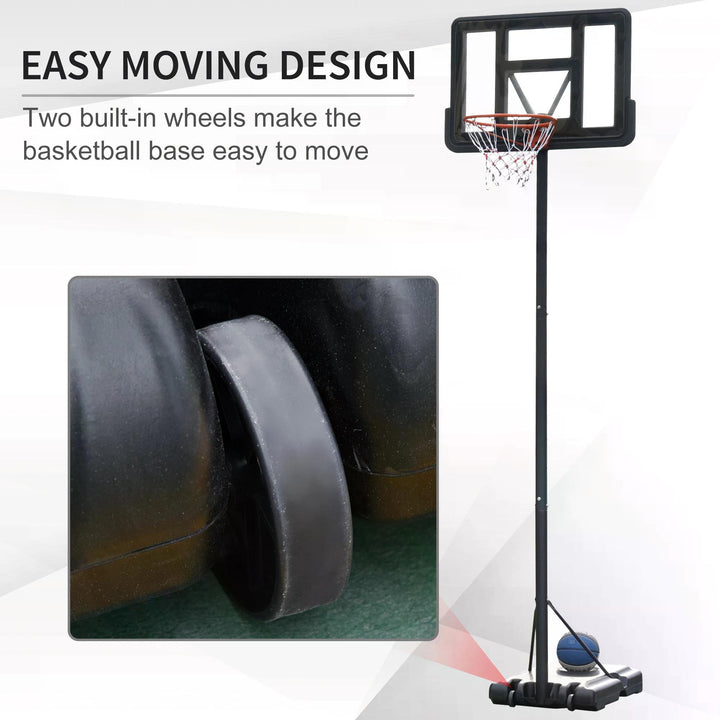 Portable Freestanding Basketball Hoop Stand Transparent Backboard 231-305cm Adjustable Basketball Hoop with Two Moving Wheels