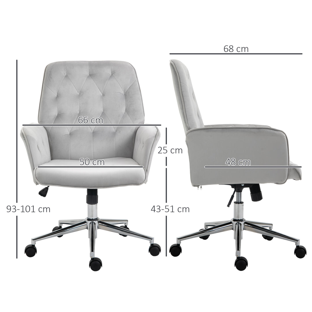 Vinsetto Linen Computer Desk Chair with Armrest, Modern Swivel Chair with Adjustable Height, Home Office Chair, Light Grey Aosom UK