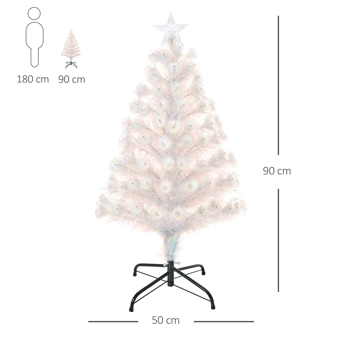 3 Feet Prelit Artificial Christmas Tree with Fiber Optic LED Light