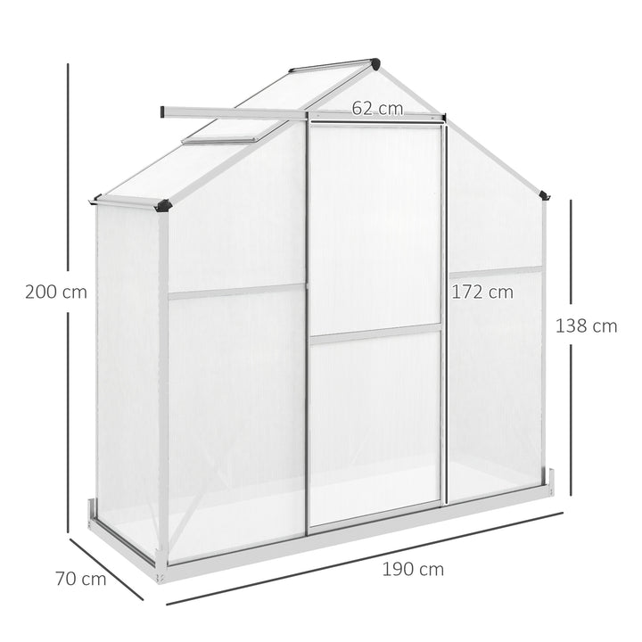 6 x 2.5ft Polycarbonate Greenhouse Walk-In Green House with Rain Gutter