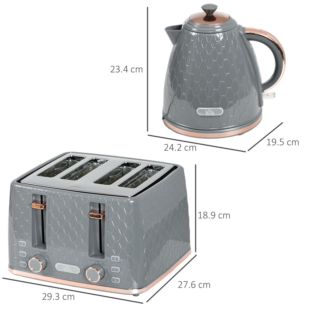 1.7L 3000W Fast Boil Kettle & 4 Slice Toaster Set