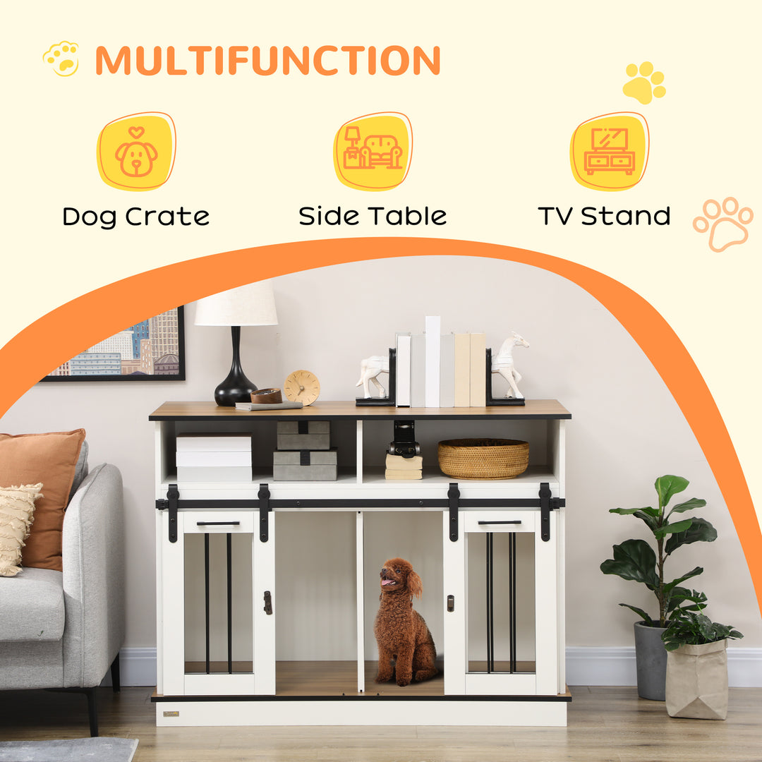 Dog Crate Furniture for Small & Large Dogs with Movable Divider