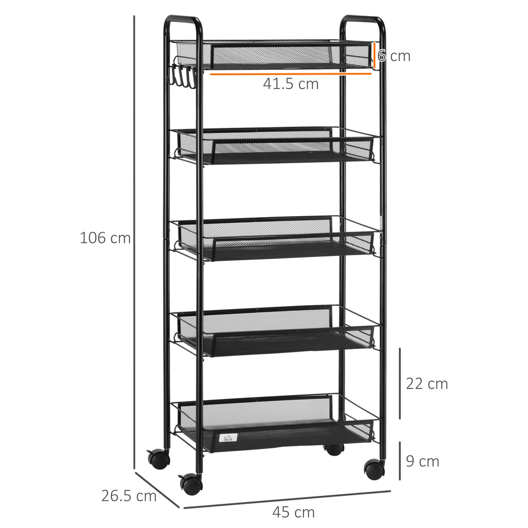 5 Tier Utility Rolling Cart