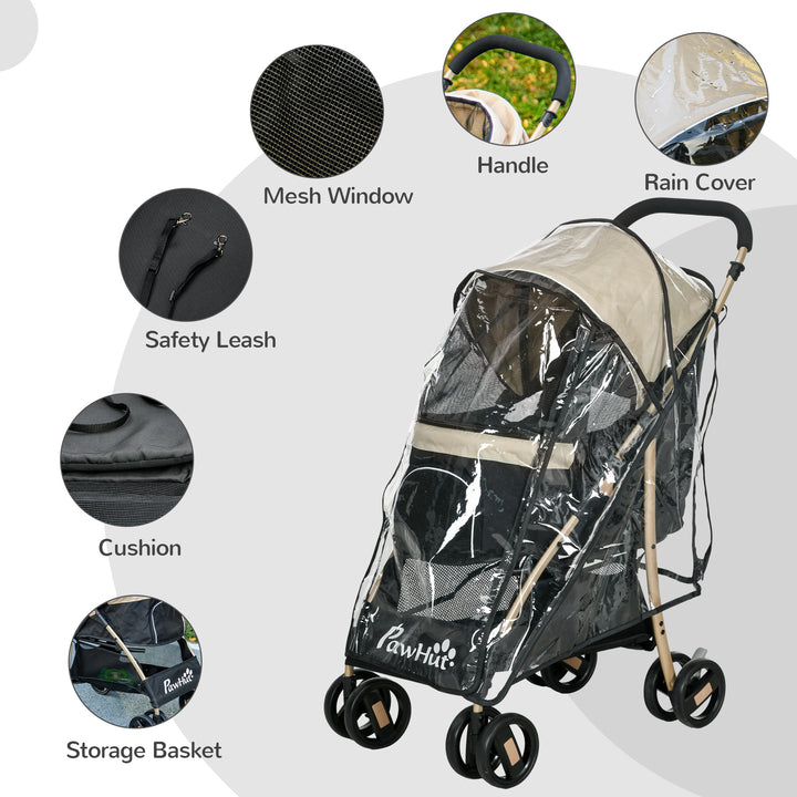 Oxford Pet Stroller for Small Dogs with Rain Cover