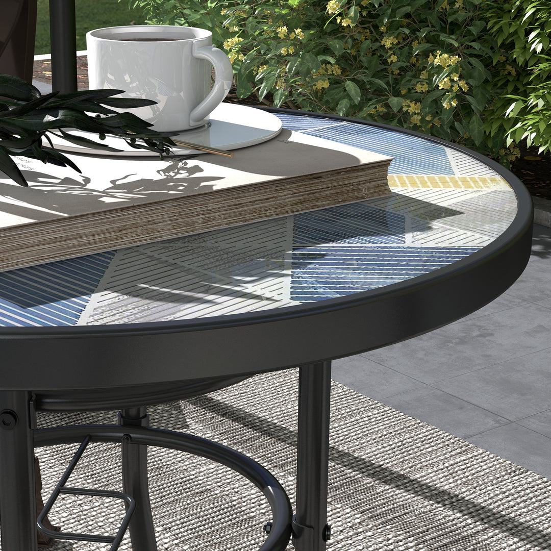 Garden Table with Tempered Glass Top