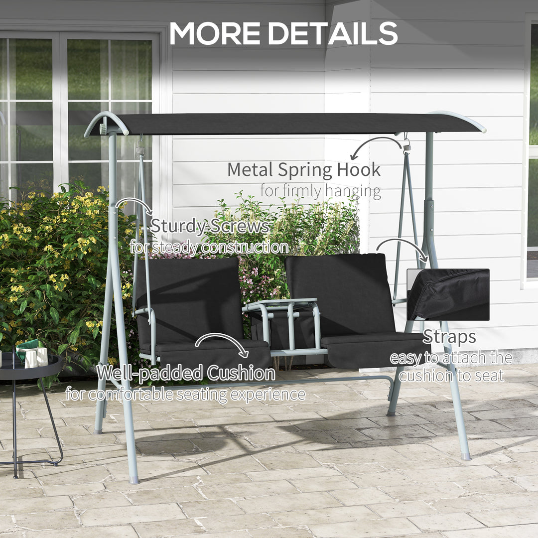 2 Seater Garden Swing Chair Patio Rocking Bench w/ Tilting Canopy