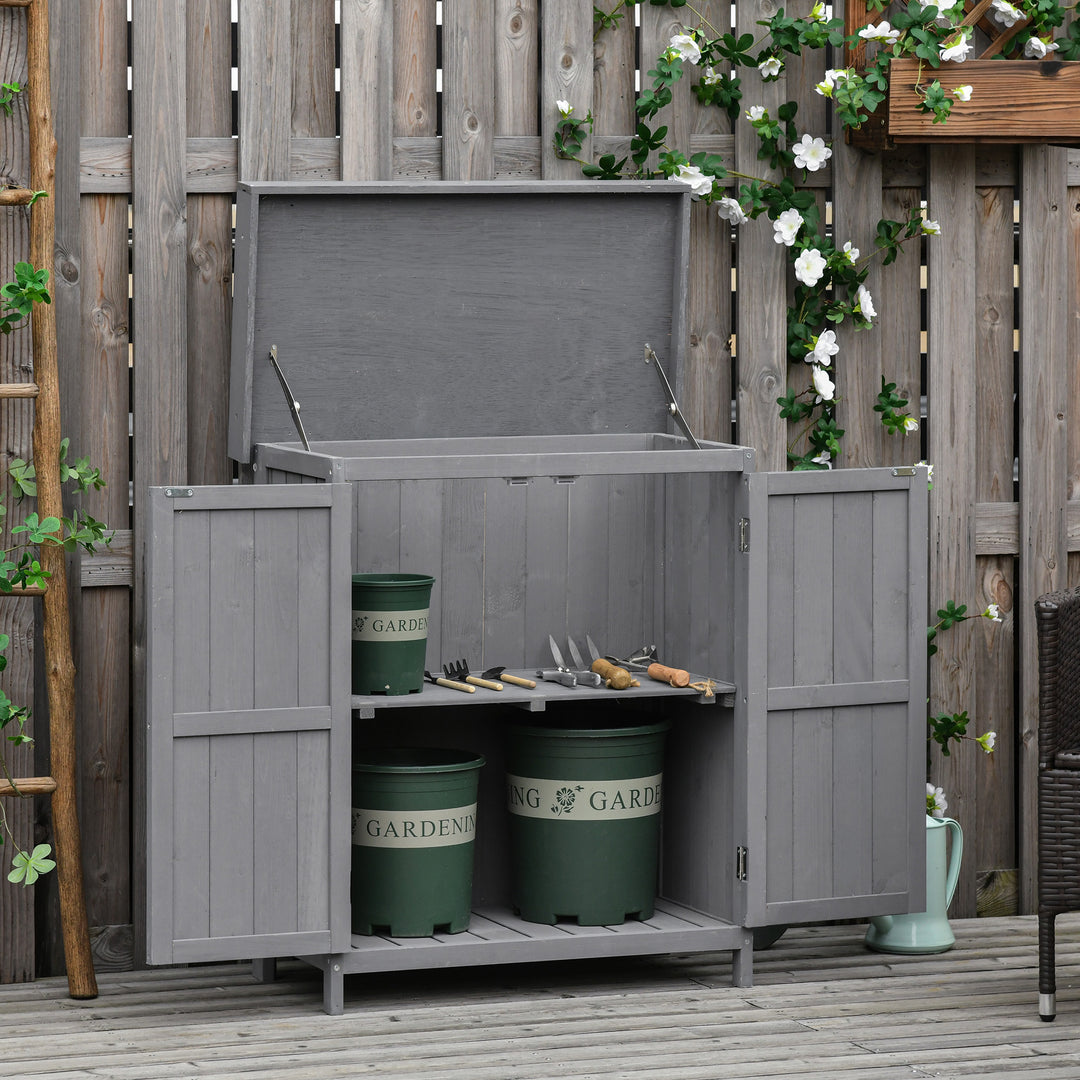 Wooden Garden Storage Shed Tool Cabinet Organiser with Shelves