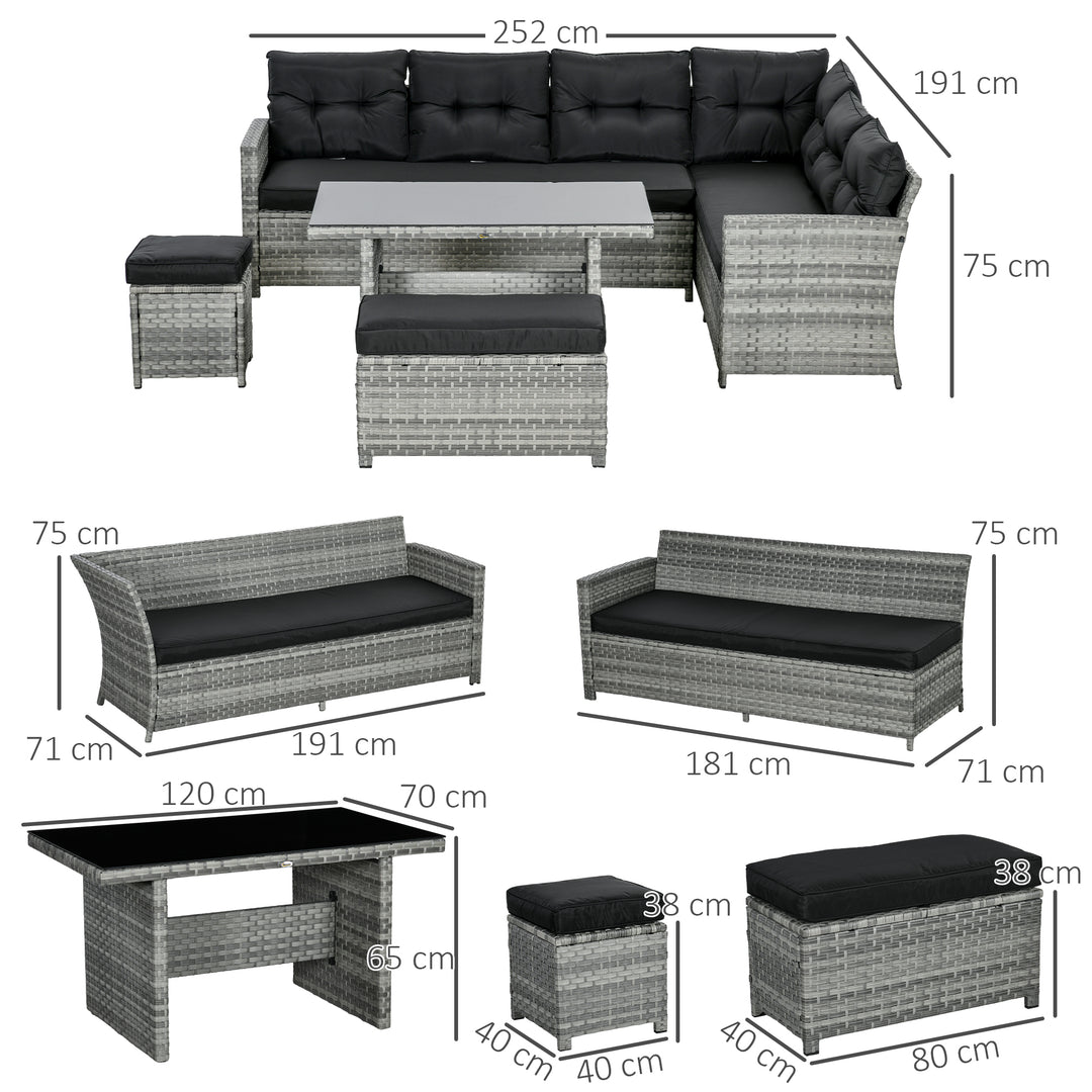 5-Piece Rattan Patio Furniture Set with Corner Sofa