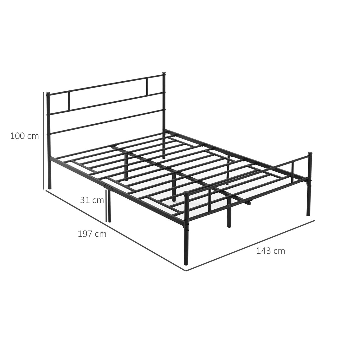 Double Metal Bed Frame with Headboard and Footboard