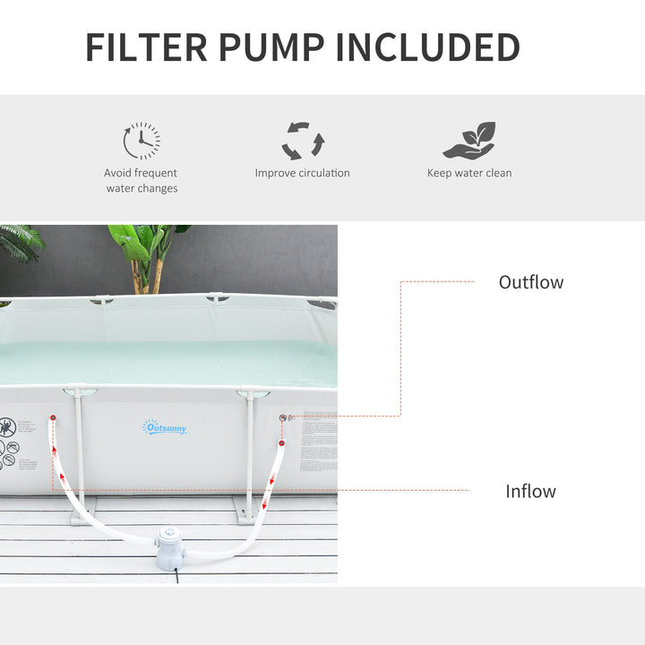 Steel Frame Pool with Filter Pump & Filter Cartridge Rust Resistant Above Ground Pool w/ Sidewalls