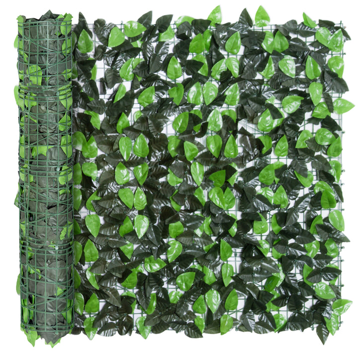 Artificial Leaf Hedge Screen Privacy Fence Panel for Garden Outdoor Indoor Decor 3M x 1M Light Green and Dark Green