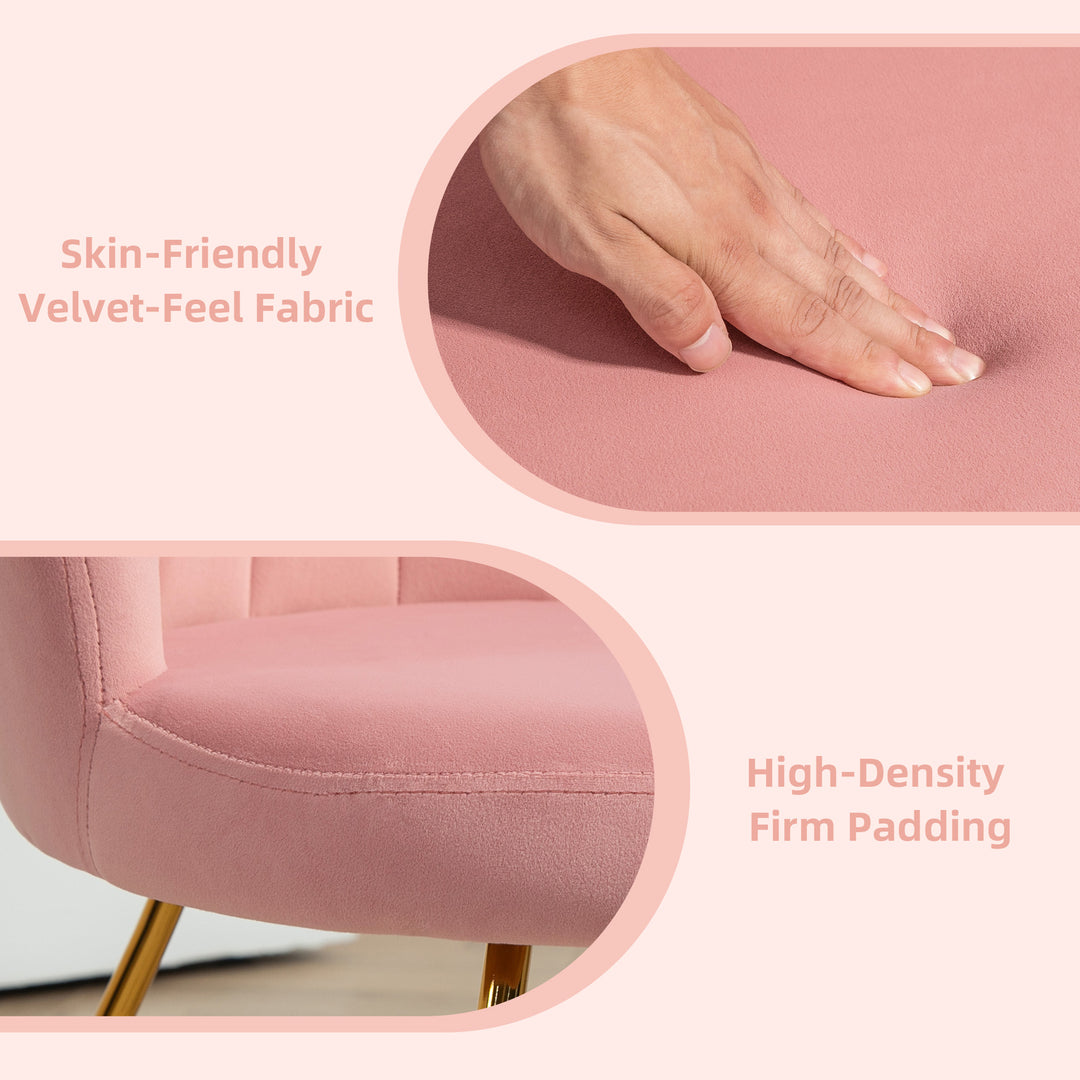 Velvet-Feel Lotus Petal Accent Chair - Pink