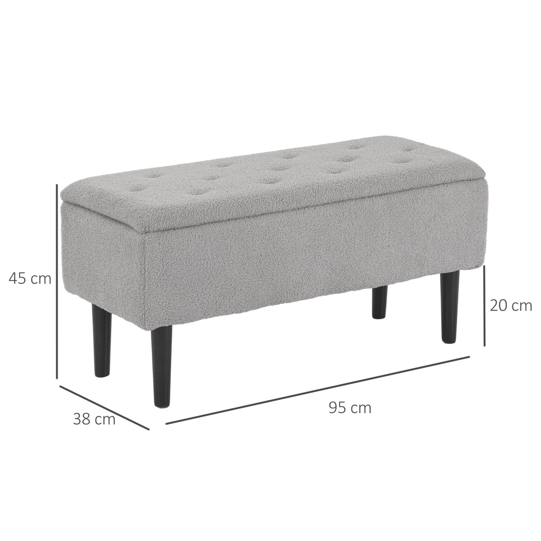 15" Modern Ottoman Storage Box with Wooden Legs